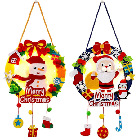 Filtet Julekrans, Lysende Julekrans, Hengende Filtet Julekrans, DIY Jul for Barn