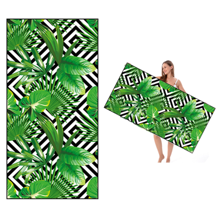 IC Strandhåndklæde i mikrofiber til voksne - Overdimensioneret Travel Beach Grønne Blade