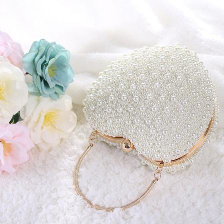 Kveldsveske, Perlehjerteveske Kjole Kveldsveske Festveske