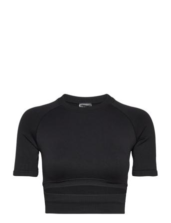 Black Limitless Seamless Cutout Short Sleeve Crop Tops Short-sleeved Crop Tops Svart AIM'N