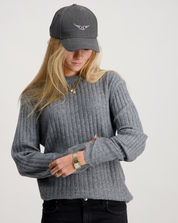 Kids ONLY KOGJEANETT LIFE LS RIB O-NECK Grå Tröjor Tjej - Kids Brand Store