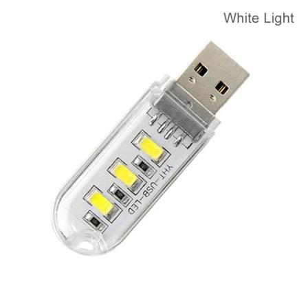 Mini Bärbar USB 3 LED-lampa 5V Power 3000K-7000K Nattlampa F White Light