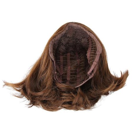 Kvinnlig peruk kort brun vågig syntetiskt hår värmebeständig limfri bob full peruk