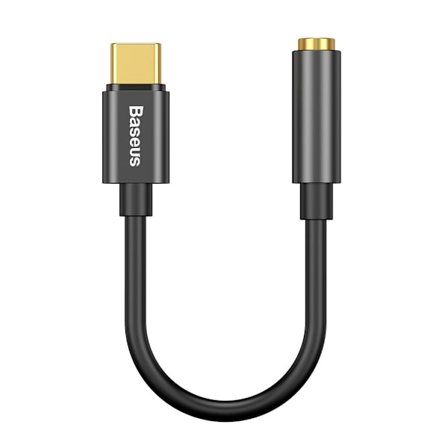 Baseus L54 Adapter USB-C til AUX 3,5 mm Sort