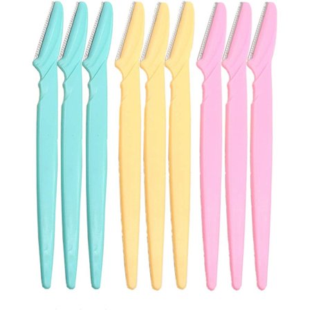 9 stk. øjenbrynsknive til fjernelse af fine hår - præcis øjenbryns trimmer - bærbar ansigtshår skarp fjerner (pink/blå/gul)