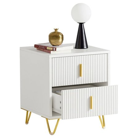 Rootz sengebord med 2 skuffer - Sofabord - Sidebord - Moderne design - Ridsefaste gulvbeskyttere - Nem montering - 40cm x 47cm x 40cm