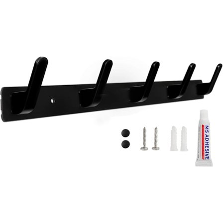 Väggmonterad klädhängare med 5 krokar för hall, badrum, kök - två installationsmetoder