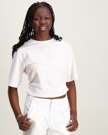 LMTD NLFNOVEGAT SS SHORT ROUCHED TOP Rosa Toppe/Bluser Pige - Kids Brand Store