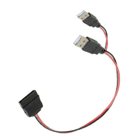Dobbel USB til SATA 15-pin adapterkabel strømledning for 2,5 SATA harddisk