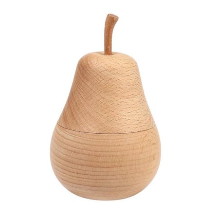 Opbevaring af tandstikkere i træ, sort valnød, tandstikholder, lille pæreformet frugtgaffel, krukke