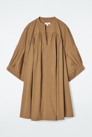 COS Women's Pleated Mini Tunic Dress in Brown