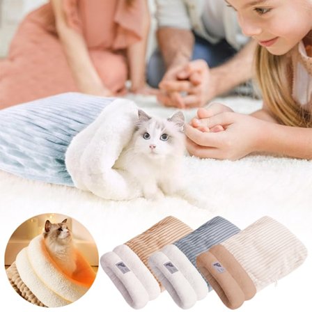 Petsboro Purrnest Sovsäck, Sovsäck för Katter inomhus, Katt Vinter Sovsäck 360° Omslutning, Mjuka Tvättsbara Sovsäckar för Katter upp till 6 kg