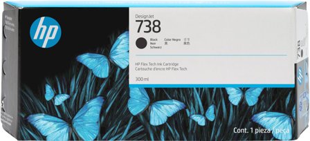 HP 738 300 ml svart DesignJet-bläckpatron, 196068358891