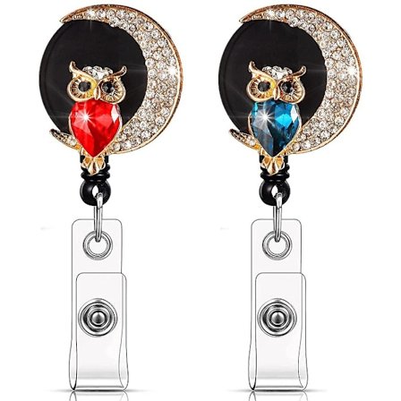 2-pack Retractable Badge Reel, Bedårande Handgjord Glittrande Rhinestone