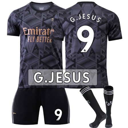 2022-2023 Arsenal Bortedrakt Fotballdrakt for Barn med Sokker nr. 9 G.JESUS 20