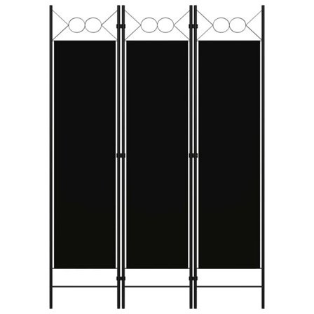 vidaXL Rumsavdelare 3 paneler svart 120x180 cm