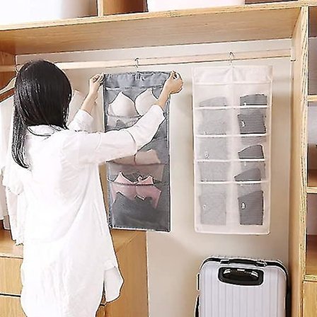 Kaksisivuinen Ripustus Säilytysteline Suurilla Syvillä Taskuilla