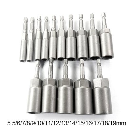 15 Stk Hylsenøkkel Adapter Sekskantnøkkel Mutter Setter