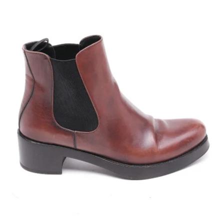Prada Vintage Pre-owned Leather Laarzen , Bruin , Dames , Maat: 36 EU Vintage Schoenen