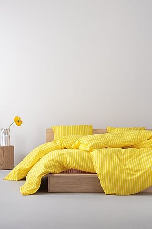 Jotex - Bettbezug Organisch Gelb/weiß - SIMA - Kaufe Bettbezüge bei Jotex