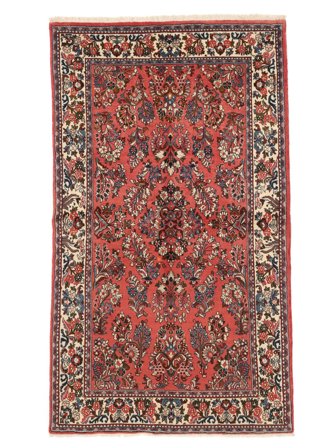 Handgeknoopt Sarough Vloerkleed 126X220 Perzisch Wol Donkerrood/Zwart Klein