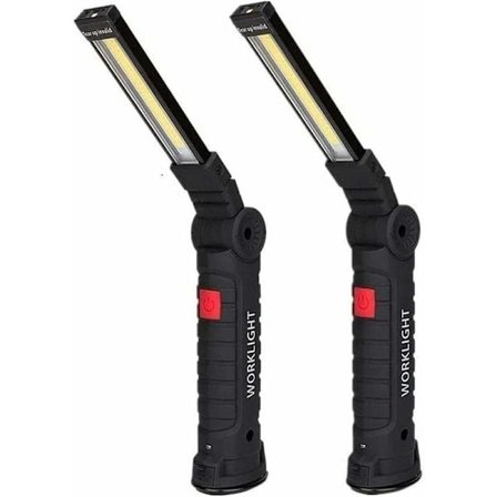 2 st LED-arbetslampor, USB-laddningsbar inspektionslampa, COB-ficklampa med magnetfot, 5 lägen för verkstad, garage, camping, nödsituation