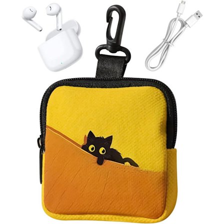 ING Sød Kattepung med Høretelefonetui Vandtæt og Letvægtsgave til Kvinder og Katteelskere Bærbar til Skole, Rejser og Daglig Brug