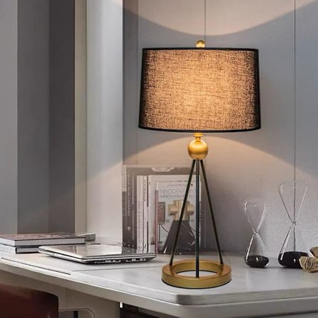 LED-pöytälamppu kangasvarjostimella, rauta, 5W, 62,5 cm, työpöytälamppu