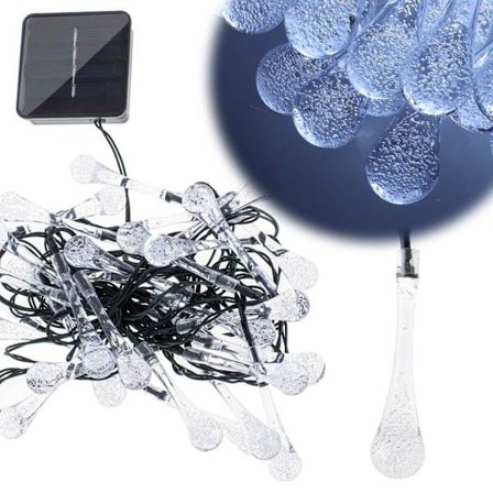 LED Lyslenke Istapper - Solcelle - 6.5m Kaldhvit