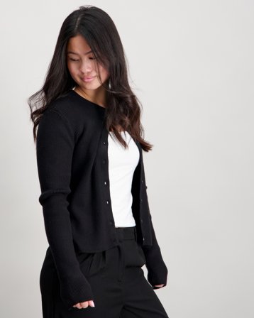 Kids ONLY KOGFRANCA LIFE SHORT L/S STRIPE KNT Noir Pulls Fille - Kids Brand Store