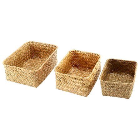 Sjögräs Korg, Flera Storlekar Handgjorda Rattan Hyllkorgar & Hemkorgar För Dekoration