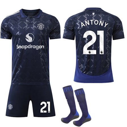 Man Utd Bortatröja för Barn 2024-25, Nr.21 Antony, Officiell Tröja