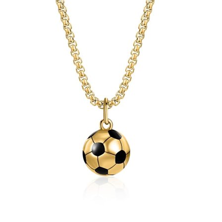 Stainless Steel World Cup Football Necklace, Sport Personality Hip Hop Soccer Pendant Necklace, Girls, Boys and Kids Gifts