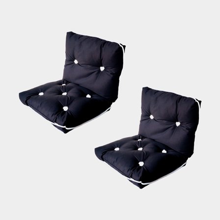 Boat cushions with kapok Moory, 45 x 76 x 8 cm, black, double, 2-pack