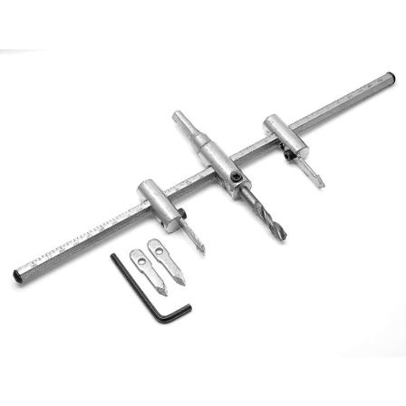 Justerbar hålsåg, 1-3/16" till 11-3/4" (30 till 300 mm) Kraftig justerbar cirkelskärborrverktyg för gipsskivor trä Pl, silver
