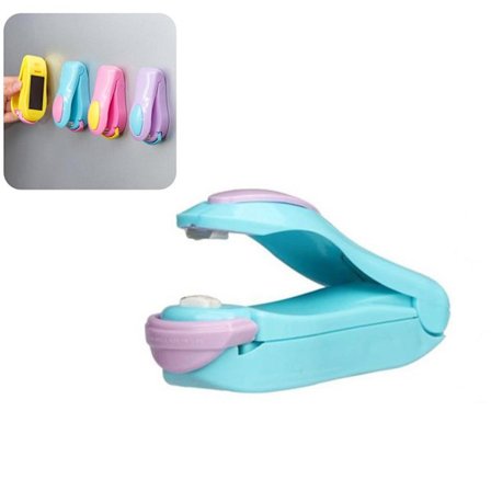 Blå 2 st Mini Bag Sealer Bärbar Snabb 2 i 1 Sealer för plast bärbar mini värme