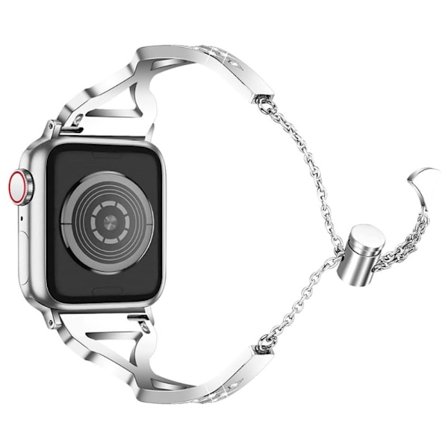 Apple Watch (45mm) strassi 304 ruostumattomasta teräksestä valmistettu ranneke - Hopea
