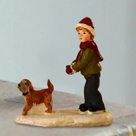 Jul Figurin Ornament Hus Opvarming Fest Lett Allsidig Stabil Base Desktop Statue