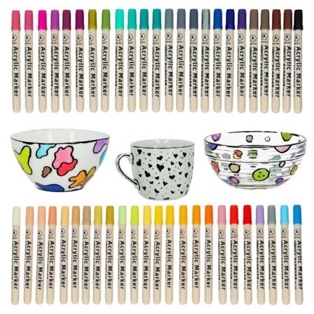 48-pack – Vattenfasta Pennor för Sten, Glas, Tyg & DIY