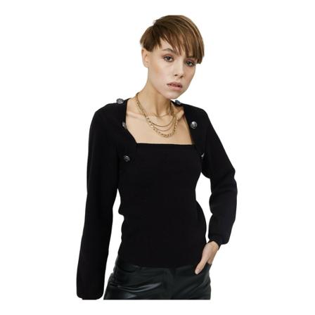 Silvian Heach Square neck sweater Sort, Dame
