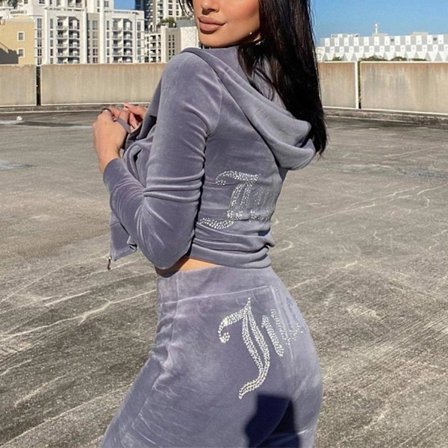 Samettihuppari Tracksuit Naisille Velour Zip-Housusetti Urheilupuku Kevät Syksy Naisten Crop Top Tracksuit Timanteilla Y2k MM M