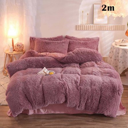 4 st/ set Färgglada fluffiga sängkläder Set Långt plysch cover Lakan Örngott Set