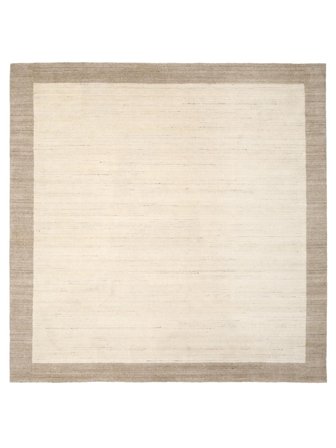 Handloom Frame 300X300 Stort Naturhvid/Beige Enkeltfarvet Kvadratisk Uldtæppe