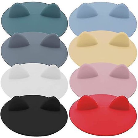 Glasskoppdeksel Katteører Premium Kvalitet Søte Silikonlokk