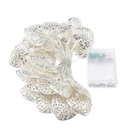 3m20 ljus metall Marocko varmvit LED hjärta ljusslinga