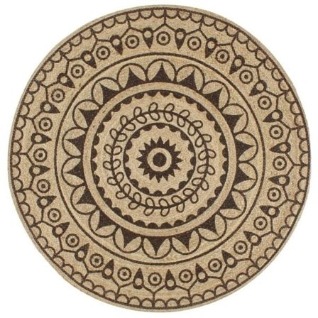 vidaXL Handgjord jutematta med mörkbrunt tryck 150 cm