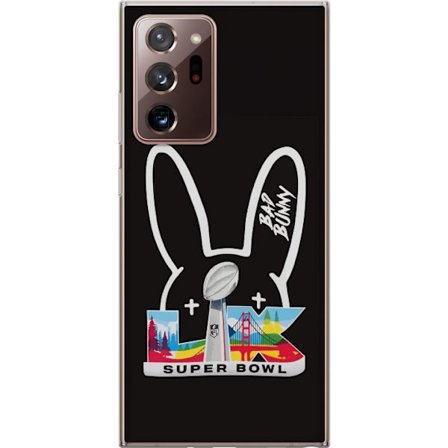 Kompatibelt Mobildeksel til Samsung Galaxy Note20 Ultra Bad Bunny portrett med åpen skjorte, tatoveringer og krøllete hår i stilfull motefotografer