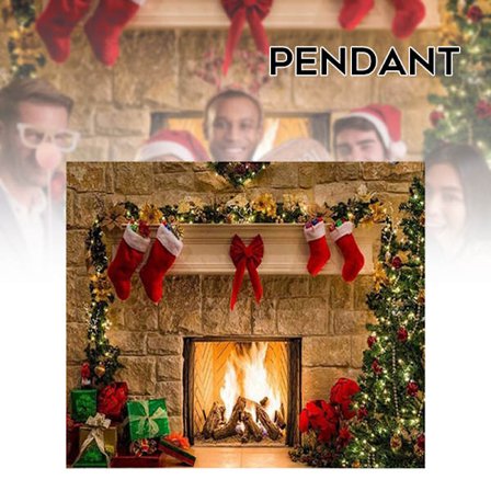 Jul Fotografi Bakgrunder Öppen spis Väggdekoration Kreativ jultema Party Bakgrundsduk för hemhotell