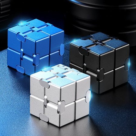 3pc Fidget Cube Decompression Toy Infinity Cube, Fidget Finger Toy Stress og Angst Relief til Kontorpersonale, Silikoneoverflade