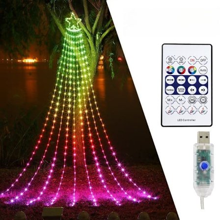 Julebelysning Lyslenke 2/3 m 200/295 LED med fjernkontroll, Juledekorasjon og Halloweenlys utendørs